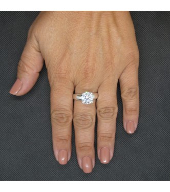 R002070 Genuine Sterling Silver Solitaire Ring Solid Hallmarked 925 10mm Cubic Zirconia